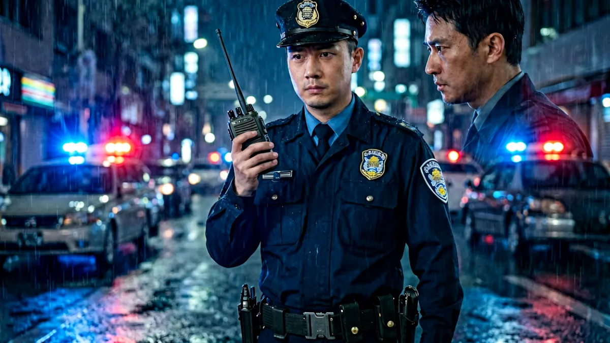 《信号》海报：跨越时间的对讲机连接过去与现在，刑警与犯罪侧写师联手追查未解悬案，画面以暗蓝色调为主，体现悬疑氛围